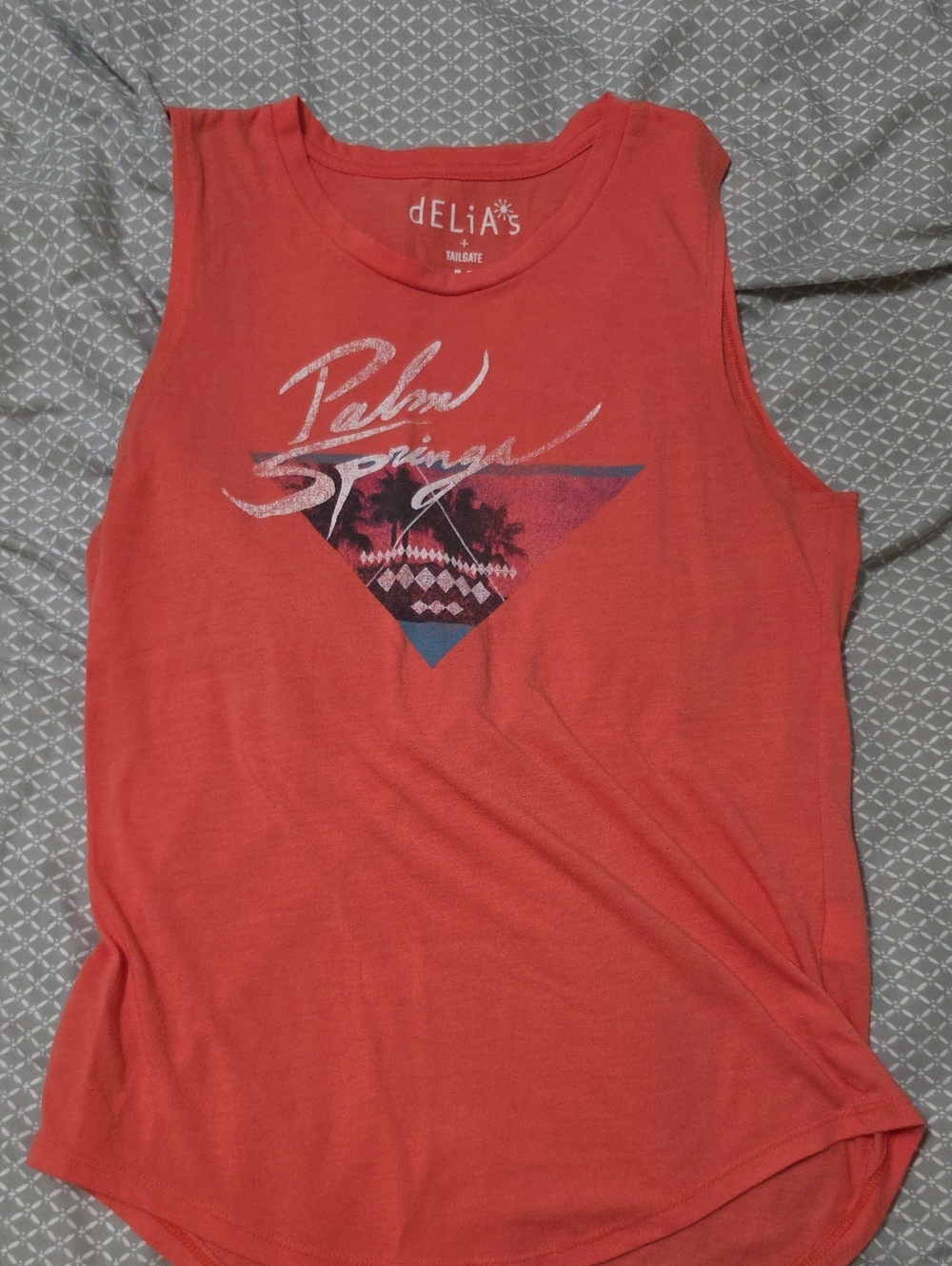 dELiA*s Coral Graphic Palm Springs Tank